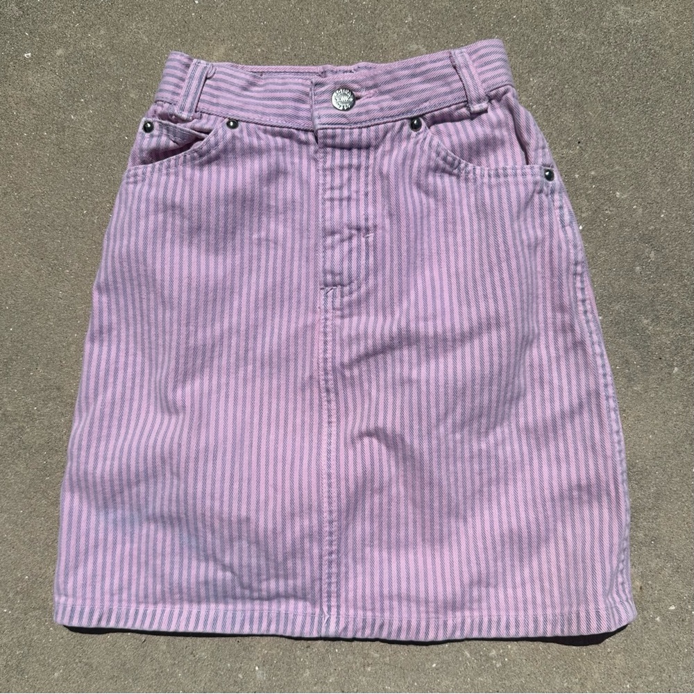 Vintage Action West Striped Denim Skirt